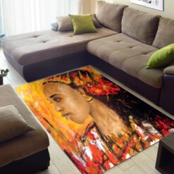 Modern African Style Beautiful American Black Art Girl Themed Home Rug