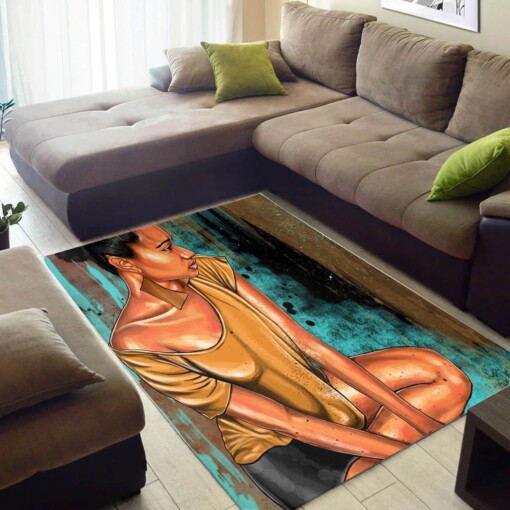 Modern African Style Cute Afrocentric Lady Carpet Room Rug