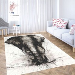 Monochromatic Elephant Living Room Modern Carpet Rug
