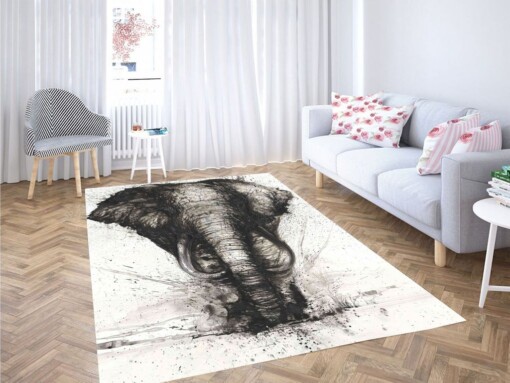 Monochromatic Elephant Living Room Modern Carpet Rug