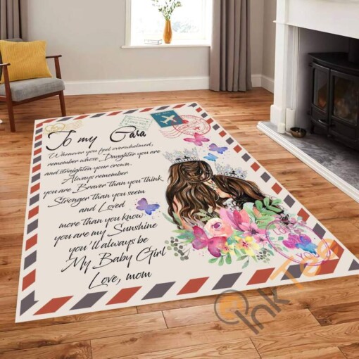 My Baby Girl Customized To Daughter Moms Letter Personalized Gift Living Room Outdoor Carpet Rug