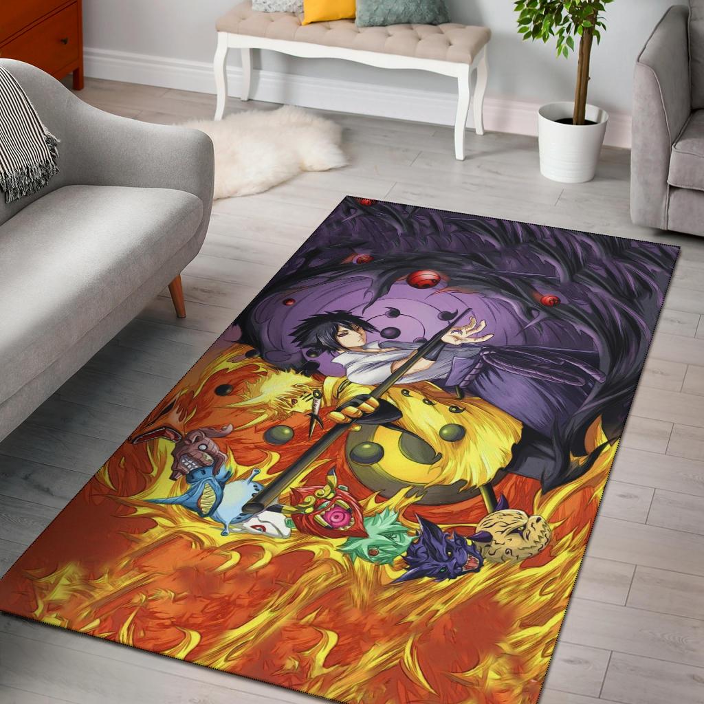 Naruto Sasuke Annd Tailed Beast Area Rug