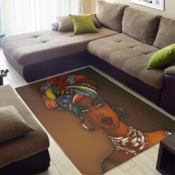 Nice African Fancy Themed Melanin Woman Design Floor Inspired Home Rug