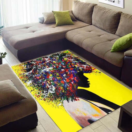 Nice African Pretty American Black Art Girl Design Floor Carpet Living Room Rug