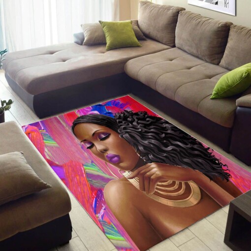 Nice African Style Pretty Afro American Girl Design Floor Carpet Inspired Living Room Rug