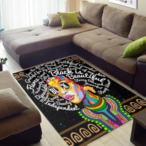 Nice African Style Pretty American Melanin Girl Themed Home Rug