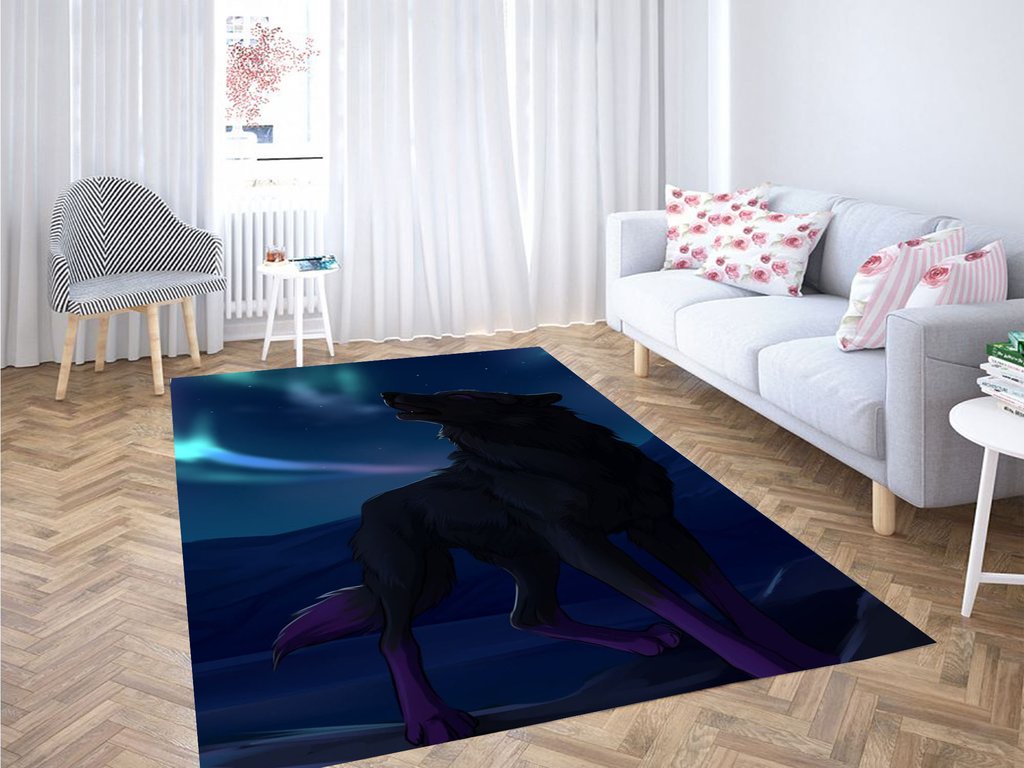 Night Wolf Living Room Modern Carpet Rug