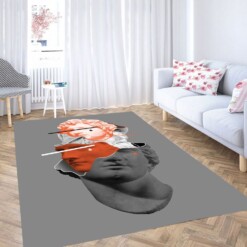 Orange And Grey Wallpaper Carpet Rug