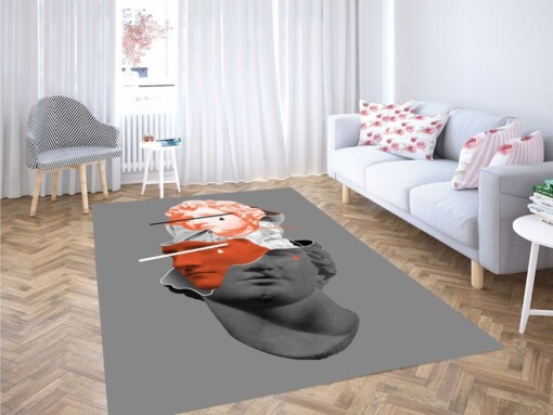 Orange And Grey Wallpaper Living Room Modern Carpet Rug