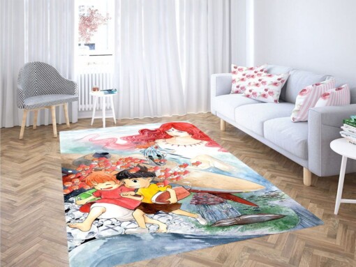 Painting Scene Ponyo Living Room Modern Carpet Rug