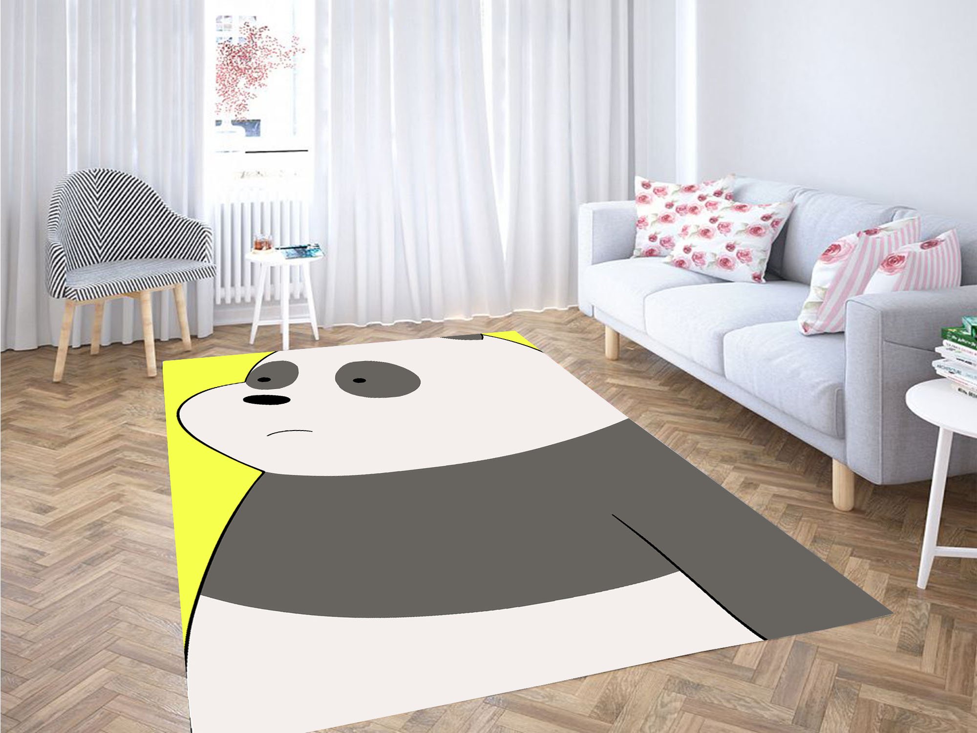 Panda With Cute Expression Carpet Rug