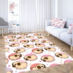 Pastel Dog Pattern Living Room Modern Carpet Rug