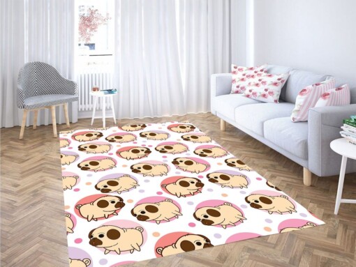 Pastel Dog Pattern Living Room Modern Carpet Rug