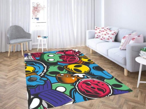 Pattern Cartoon Icon Carpet Rug