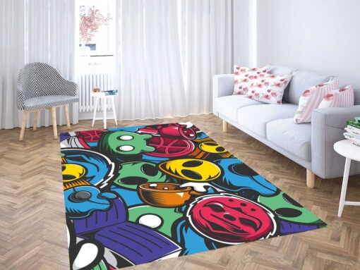 Pattern Cartoon Icon Living Room Modern Carpet Rug