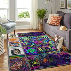 Peace Sign In Dreamcatcher  Colourful Hippie Pattern Soft Livingroom Carpet Highlight For Home Giftforher Rug