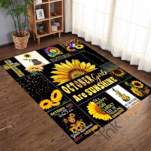 Personalized October Girls Are My Sunshine Sunflower Childrens Home Decoration Cozy Rug