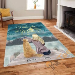 Personalized The Girl And Cat Moon Living Room Bedroom Decoration Gift For Friends Rug
