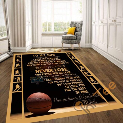 Personalized To My Son Basketball Kid For Kitchen Living Room Bedroom Rug