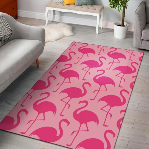 Pink Flamingo Pattern Area Rug