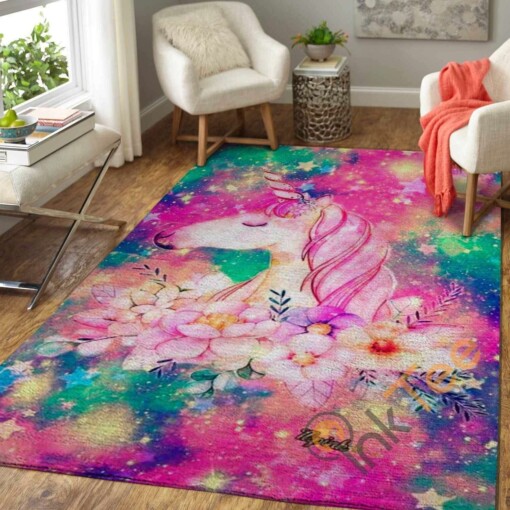 Pink Unicorn Area Rug