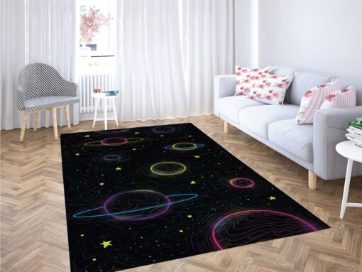 Planet Background Living Room Modern Carpet Rug