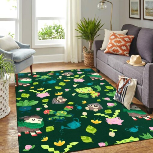 Pokemon Green Carpet Floor Area Rug