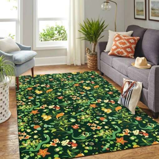 Pokemon Green Carpet Floor Area Rug