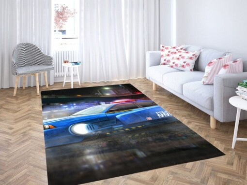 Police Car Cyberpunk Living Room Modern Carpet Rug