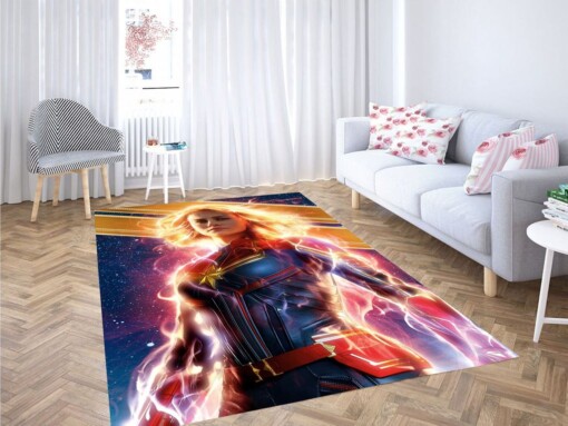 Powerful Captain Marvel Living Room Modern Carpet Rug