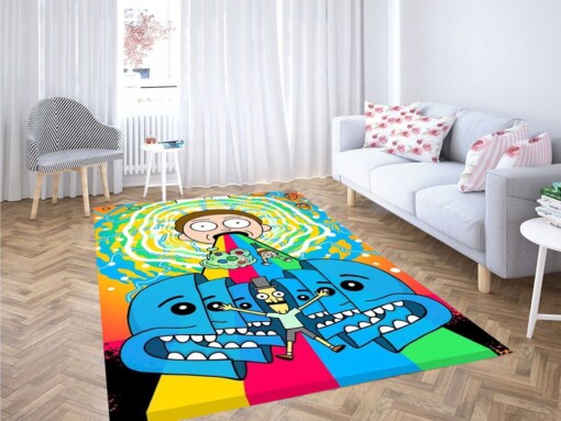 Primitive X Rick And Morty Collage Living Room Modern Carpet Rug