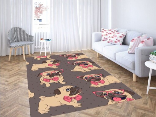 Pug Dog Wallpaper Living Room Modern Carpet Rug