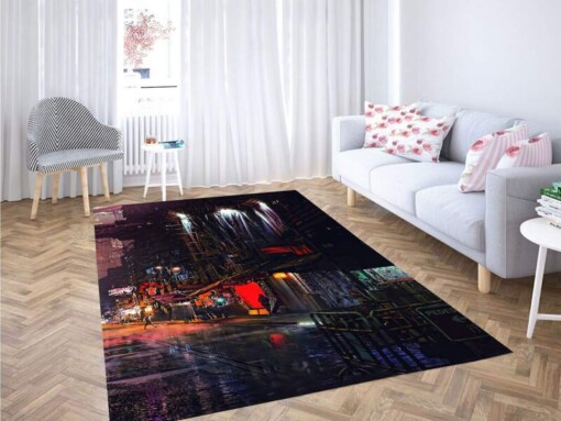 Purple Aesthetic Blade Runer Carpet Rug