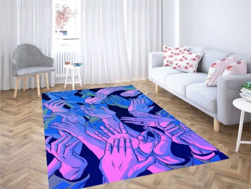 Purple And Blue Hands Living Room Modern Carpet Rug