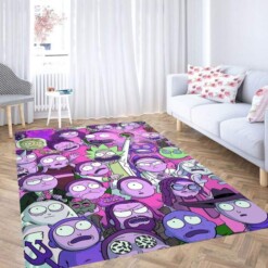 Purple Rick And Morty Character Carpet Rug