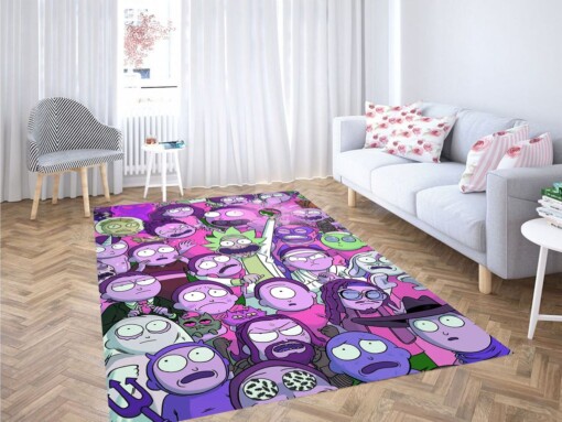 Purple Rick And Morty Character Living Room Modern Carpet Rug