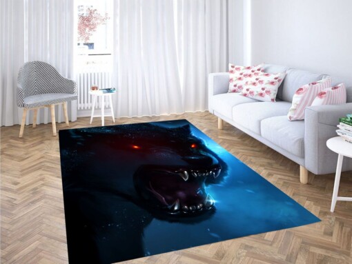 Red Eyes Wolf Living Room Modern Carpet Rug