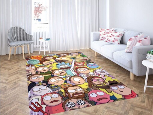Rick And Morty Alll Character Living Room Modern Carpet Rug