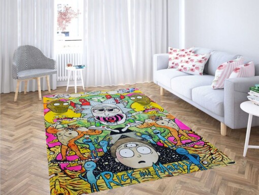 Rick And Morty Chaos Colorful Living Room Modern Carpet Rug