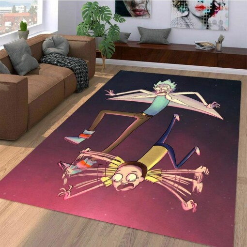 Rick And Morty Falling Area Rug