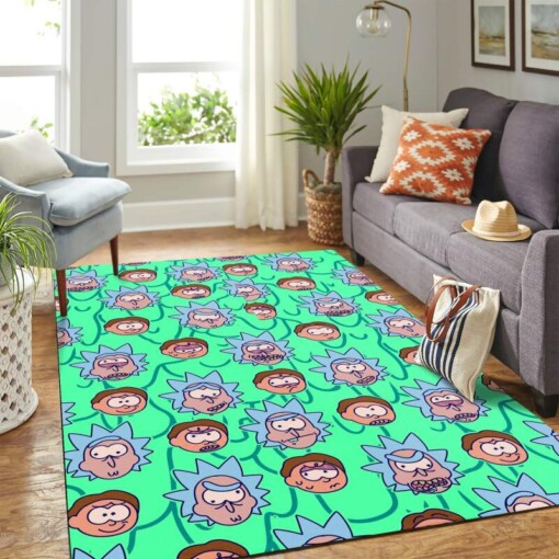 Rick And Morty Green Head Carpet Floor Area Rug
