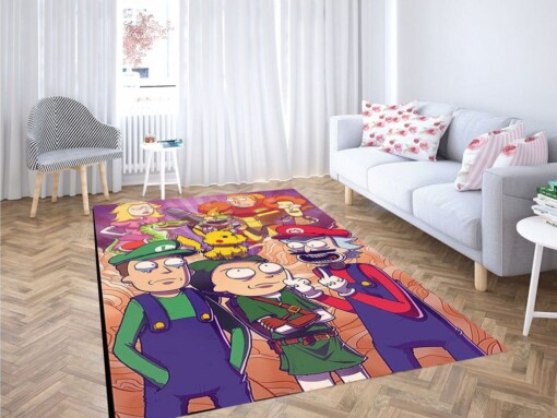 Rick And Morty Mario Bros Living Room Modern Carpet Rug