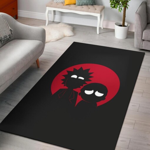 Rick And Morty Red  Black Area Rug