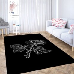 Rose Black And White Living Room Modern Carpet Rug