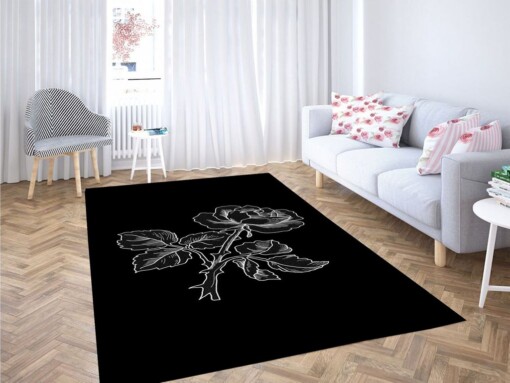 Rose Black And White Living Room Modern Carpet Rug