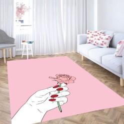 Roses Pink Sad Girl Carpet Rug