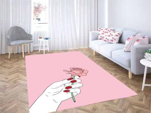 Roses Pink Sad Girl Living Room Modern Carpet Rug