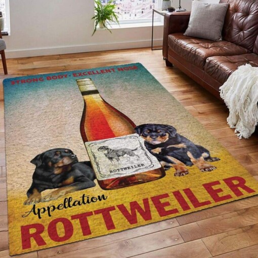 Rottweiler And Wine Rug