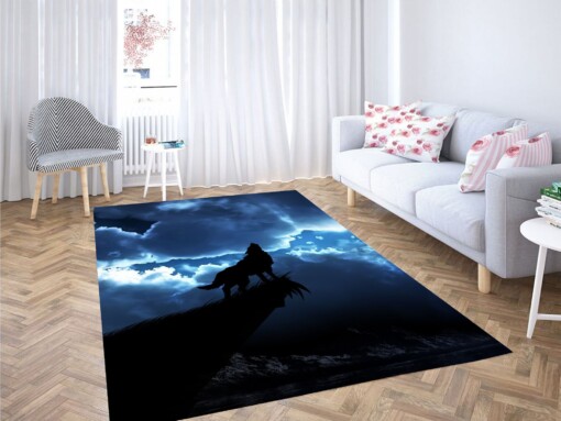 Silhouette Of Wolf Carpet Rug