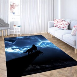 Silhouette Of Wolf Living Room Modern Carpet Rug